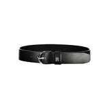 Tommy Hilfiger Chic Black Leather Belt with Metal Buckle