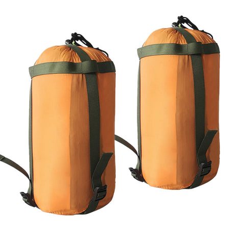 2 Pieces 10L Nylon Compression Stuff Sack Lightweight Storage Bags for Sleeping Bag Clothing Pillows for Camping Outdoor Hiking Backpacking Travelling (Orange)