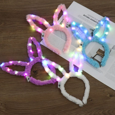 LED Bunny Ears Headband - Plush Hair Accessories