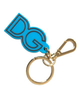 Dolce & Gabbana Elegant Blue & Gold Keychain Accessory