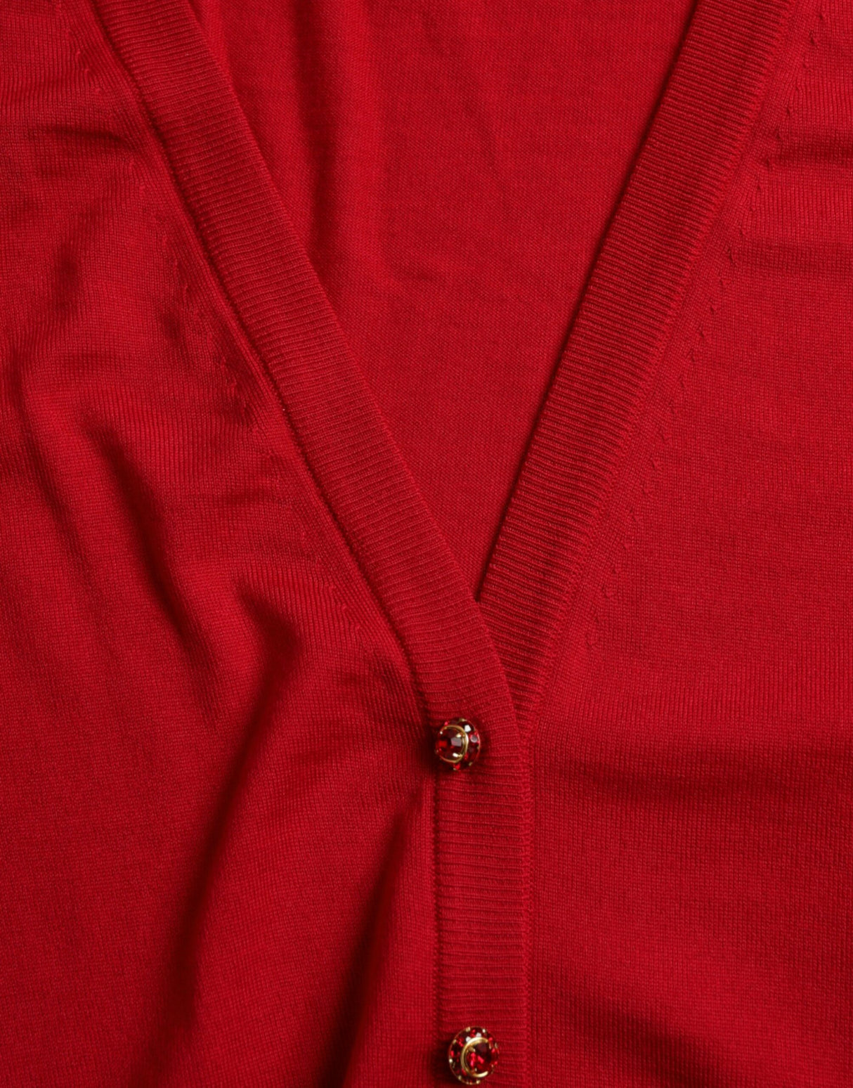 Dolce & Gabbana Elegant Red V-Neck Wool Cardigan