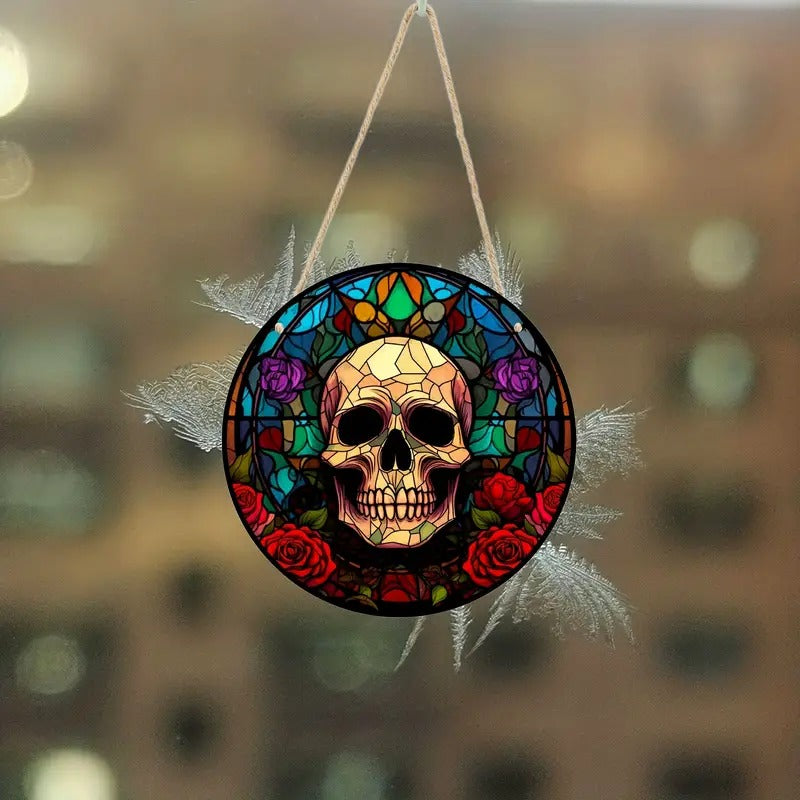 Gorgeous Round Acrylic Skull Rose Home Party Decor