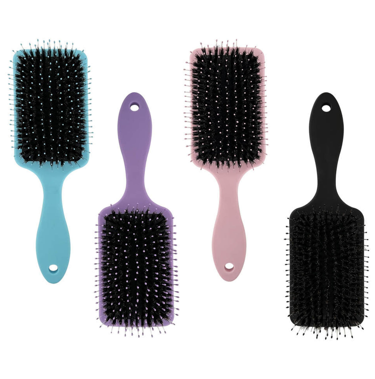 Nora Ross Boar Bristle & Nylon Paddle Hair Brush for Women with Fine Thin & Thick Hair | Detangling Shine Enhancing Hair Brush (Purple)