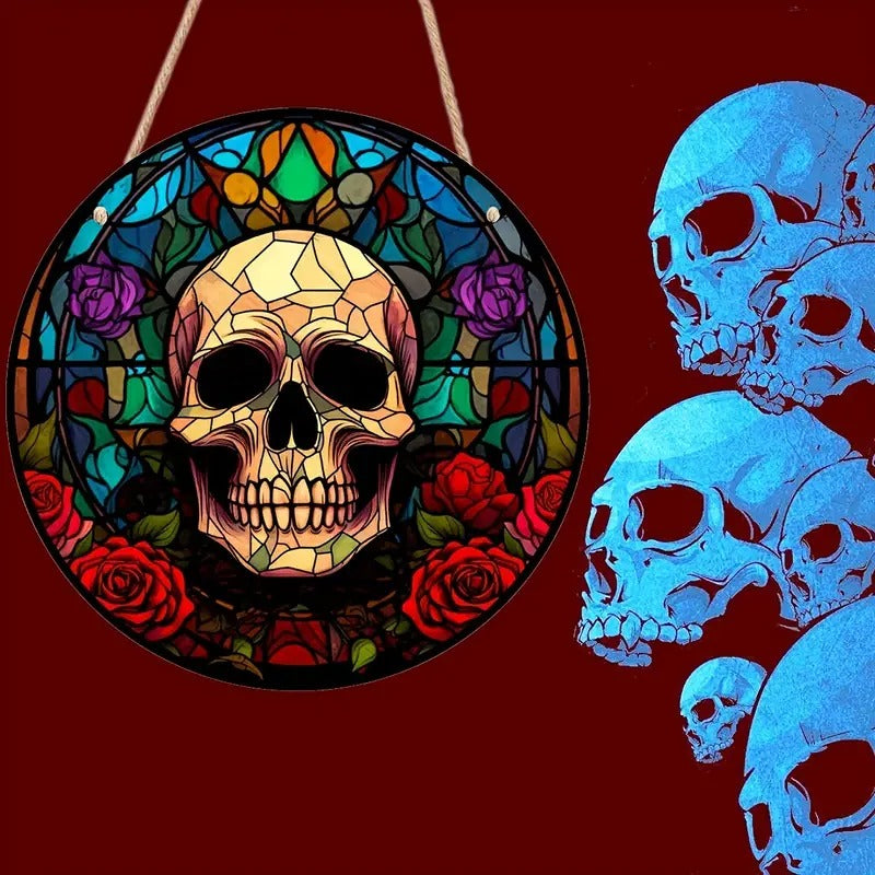 Gorgeous Round Acrylic Skull Rose Home Party Decor