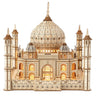 3D Wooden Puzzles for Adults 388pcs LED Light Taj Mahal Castle DIY Wooden Assembly Kit for Teens Kids Home Decor