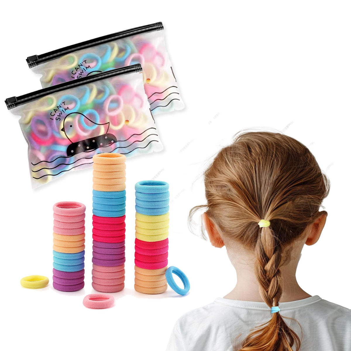Lavifinac 200 Pcs Colorful Hair Ties for Girls and Kids No Damage Seamless Soft Hair Ties for Girls Baby Toddler Elastics Hair Small Rubber Bands Cute Hair Scrunchie Ponytail Holder