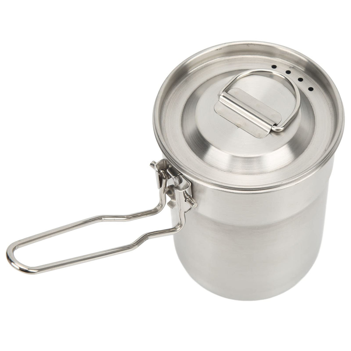 Camping Cup Pot Backpacking Pot Camping Mug Hiking Pot 1l Stainless Steel Water Cup Mug with Foldable Handles and Lid for Outdoor Camping Hiking Backpacking
