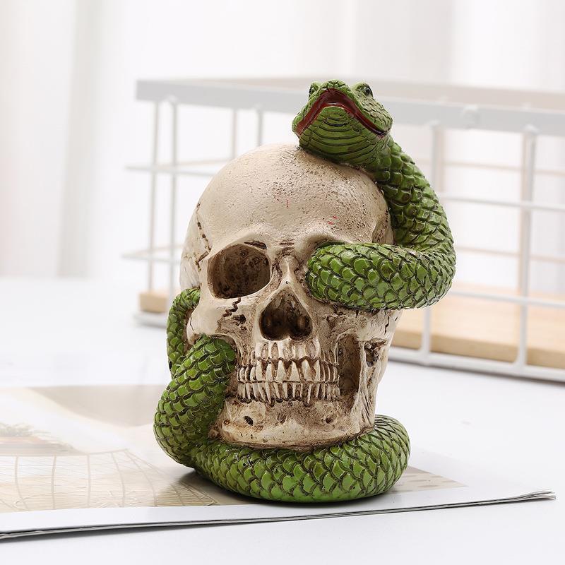 Day of the Dead Green Snake Head Home Decor Ornament