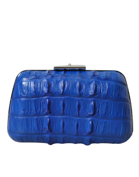 Balenciaga Electric Blue Crocodile Skin Clutch