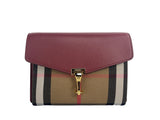 Burberry Macken Small Crimson House Check Leather Crossbody Bag