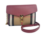 Burberry Macken Small Crimson House Check Leather Crossbody Bag