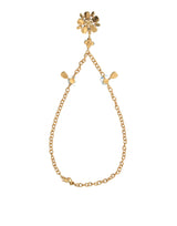 Dolce & Gabbana Gold Brass Chain Crystal Floral Pendant Charm Necklace