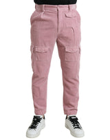 Dolce & Gabbana Pink Corduroy Cotton Stretch Skinny Cargo Jeans