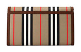 Burberry Hannah Icon Stripe Archive Tan E-Canvas Leather Wallet Crossbody Bag