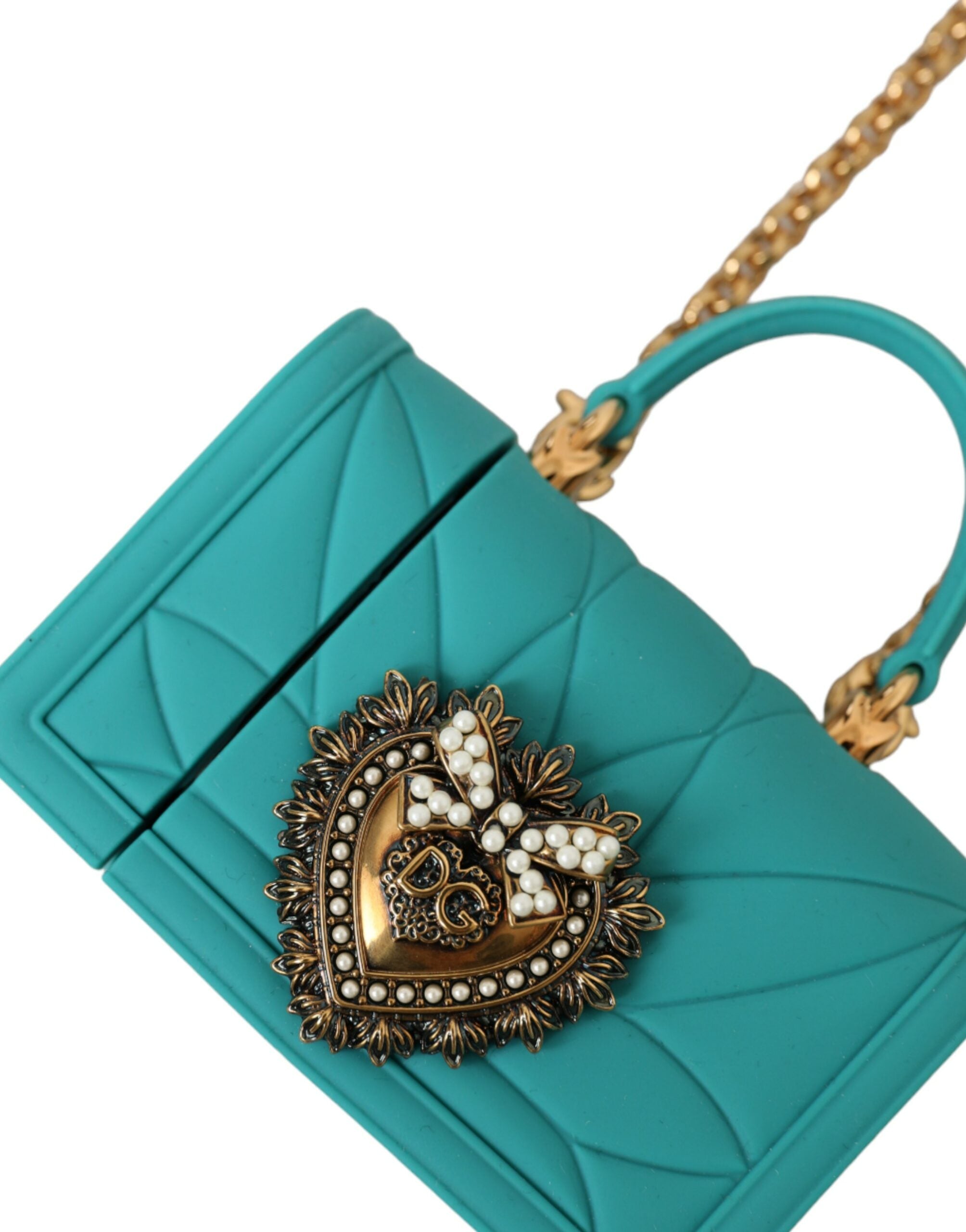 Dolce & Gabbana Turquoise Silicone Devotion Heart Cover Bag