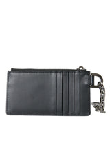 Dolce & Gabbana Black Calfskin Leather DG Logo Card Holder Wallet Men