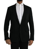 Dolce & Gabbana Black Wool Single Breasted Coat Blazer