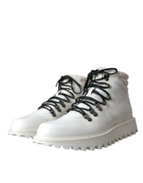 Dolce & Gabbana White Vulcano Trekking Men Ankle Boots Shoes