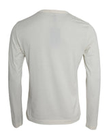 Dolce & Gabbana Off White Cotton Round Neck Pullover Sweater