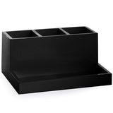 BINO Multi Purpose 3 Compartment Organizer with Tray - Makeup Brush Holder Makeup Brush Organizer Holder Makeup Holder Organizer Toothbrush Holder Marble Bathroom Accessories (Matte Black)