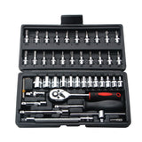 46pcs Car Repair Tool Kit - Ratchet, Wrench, Socket Set