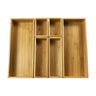 Teicui bamboo drawer organizer Set，expandable drawer dividerswooden storage organizerslarge trays for kitchen bathroomflatwareTea Bag Organizer and office desk drawer (1 X 6PCS Natural)