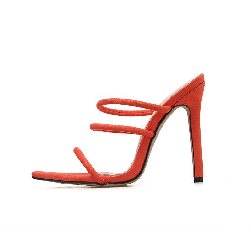 Summer Pointed High Heel Slippers with Thin Straps