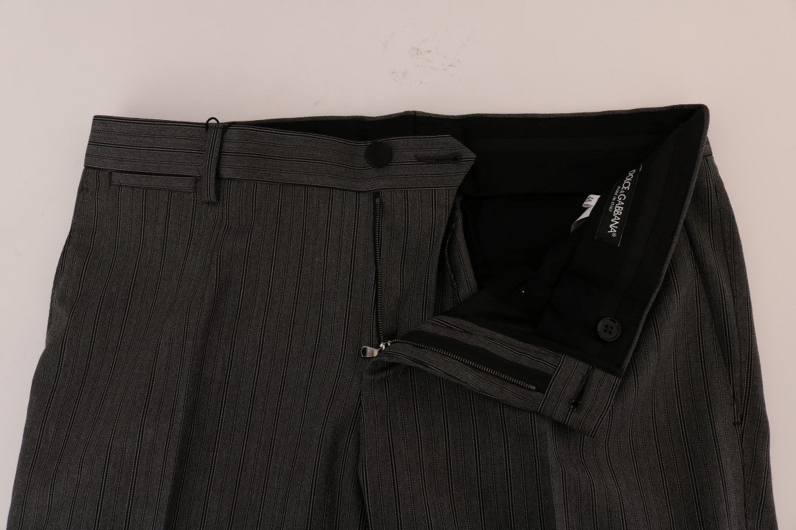 Dolce & Gabbana Elegant Gray Striped Wool Formal Trousers