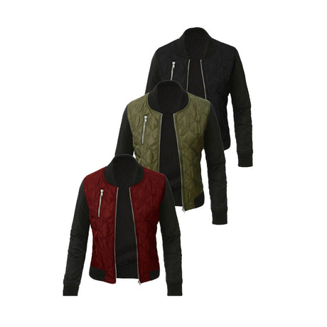 Fashionable Zippered Padded Jacket for Women
