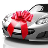 Mifflin-USA Big Car Bow - Matte Red 23 Inch - Butterfly Shape Giant Gift Bow for Birthday Christmas - Huge Car Décor w/ 2 Suction Cups