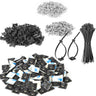 BethTie 700 Pcs Cable Management Kit - Black 8-Inch Cable Ties 3M Self-Adhesive Mounts Saddle Mounts Screws - Wire Organizer for Home Office Car Computer TV - Heavy Duty Easy Installation