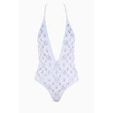 Philipp Plein White Rhinestone Embellished Swimsuit