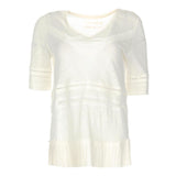 Patrizia Pepe Chic Linen Crochet Detail T-Shirt