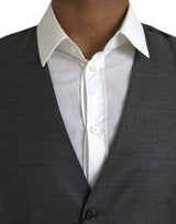 Dolce & Gabbana Gray Wool Formal Dress Waistcoat Vest