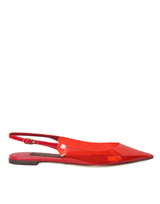 Dolce & Gabbana Red PVC Slingback Clear Flats Sandals Shoes