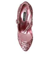 Dolce & Gabbana Pink Sequin Mary Jane Pumps High Heels Shoes