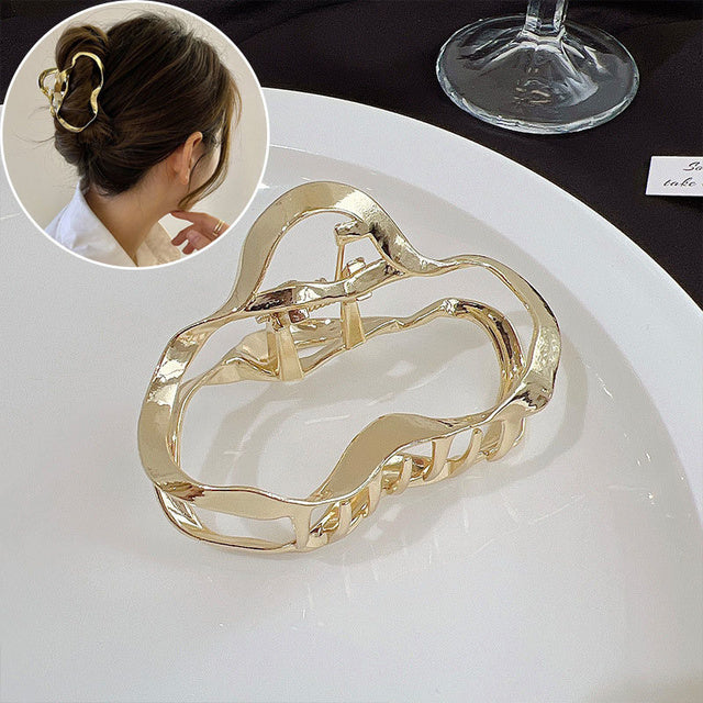 Irregular Geometric Metal Hair Clip for Cold Weather