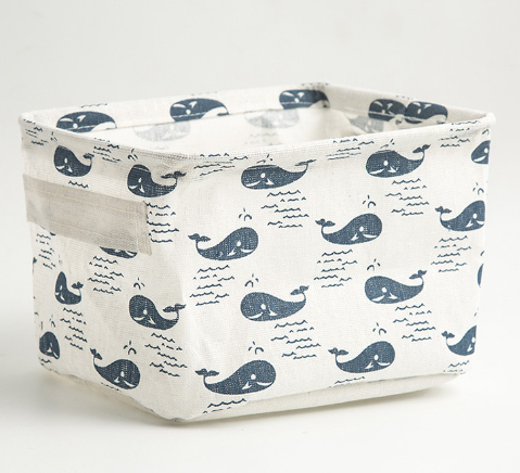 Desktop Makeup Organizer Storage Box with Linen Basket