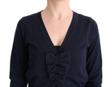 MARGHI LO' Elegant Blue Wool Cardigan Sweater