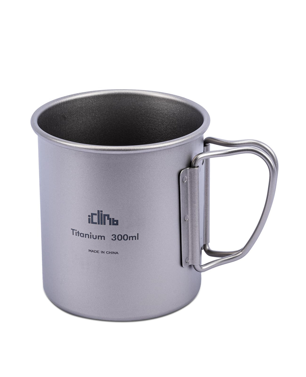 iClimb Titanium Cup Camping Coffee Mug Ultralight Compact with Foldable Handle (300ml)