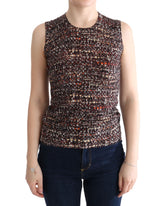 Dolce & Gabbana Sleeveless Multicolor Knit Wool Top