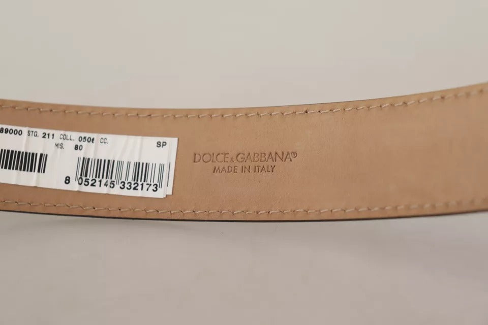 Dolce & Gabbana Black Leather Gold Metal Logo Engraved Buckle Belt