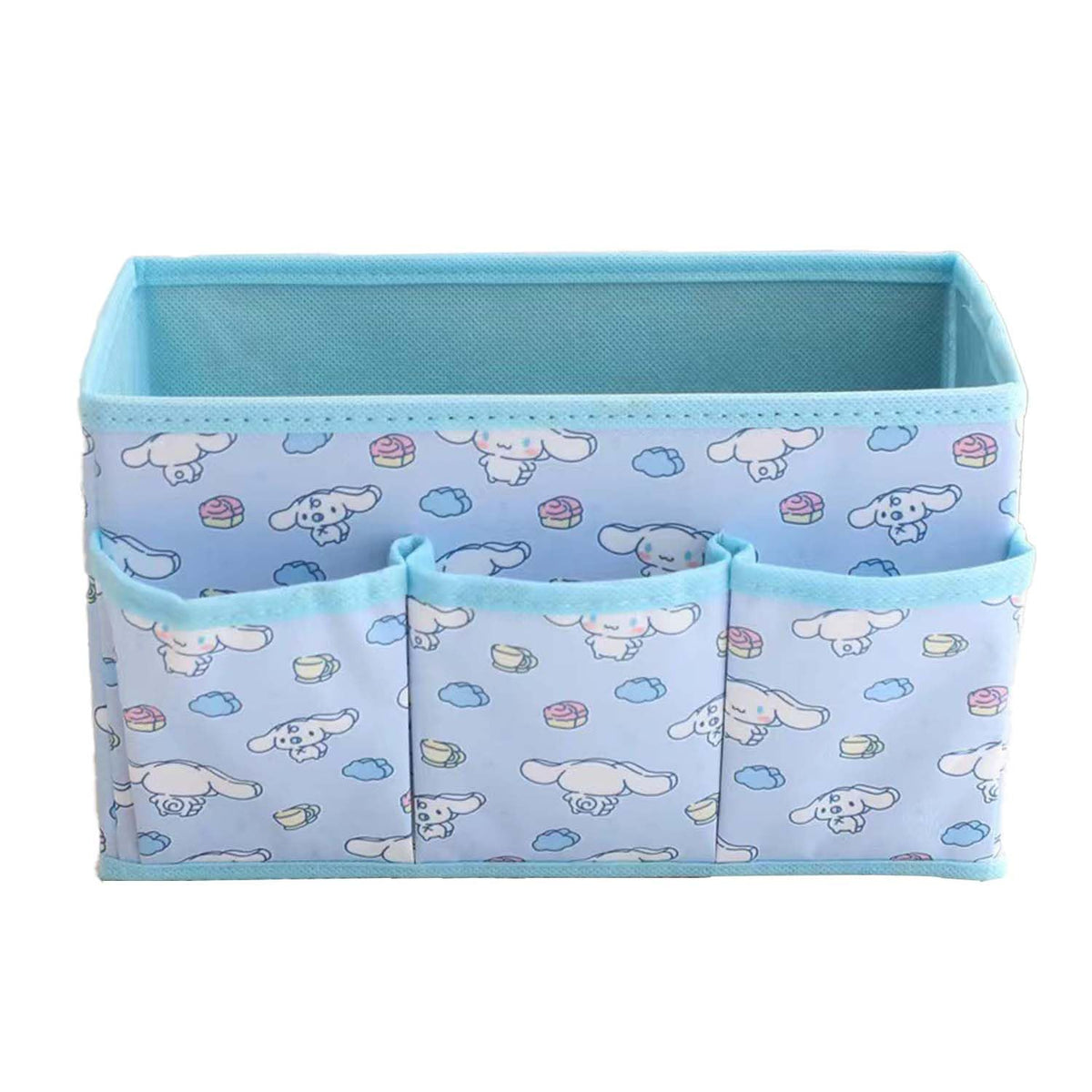 Kawaii Collapsible Storage Bin Cute 4 Grids Storage Box Makeup Holder Office Desk Organizer Room Decor for lipstick，makeup brush，hair accessories...