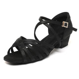 Girls Latin Dance Shoes Low Heels Ballroom Salsa Tango Performance Practice Dance Shoes for Girls Kids Black 4 Big Kid