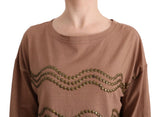 John Galliano Chic Brown Crewneck Cotton Sweater