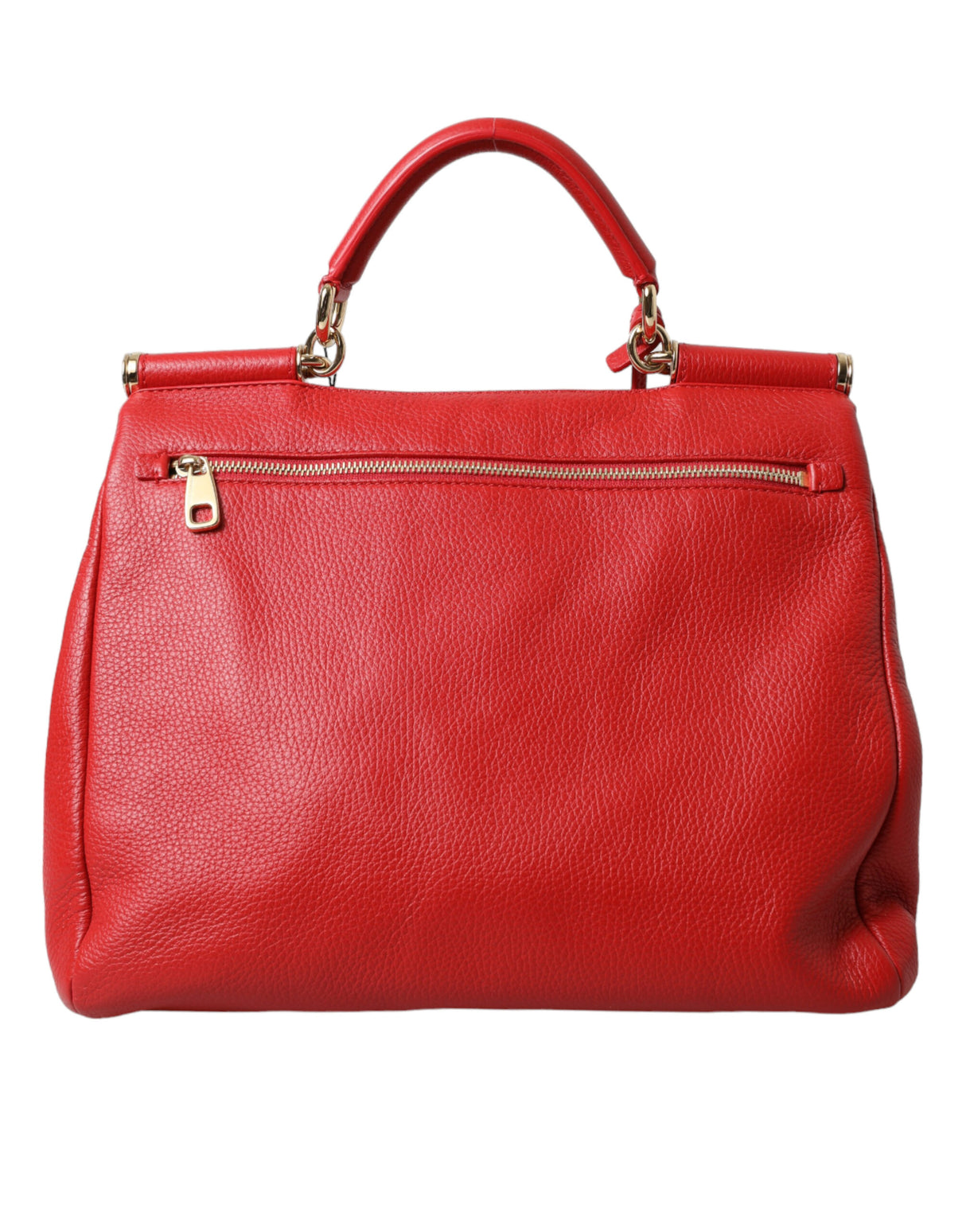 Dolce & Gabbana Red Leather Large Miss Sicily Top Handle Women Bag - Women's