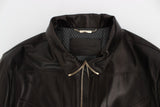 Dolce & Gabbana Brown Lambskin Leather Zipper Jacket - Men's