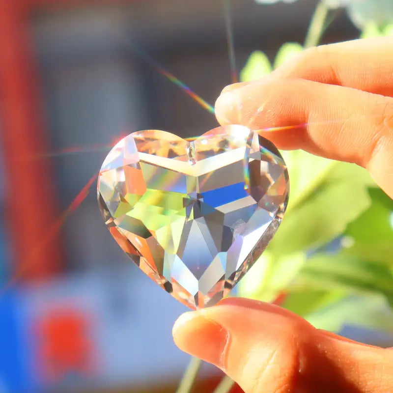 Heart-Shaped Sun Catcher Crystal Pendant for Home Decor