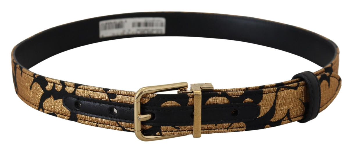 Dolce & Gabbana Multicolor Jacquard Leather Logo Buckle Belt