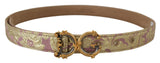 Dolce & Gabbana Pink Jaquard DG Logo Gold Metal Buckle Belt